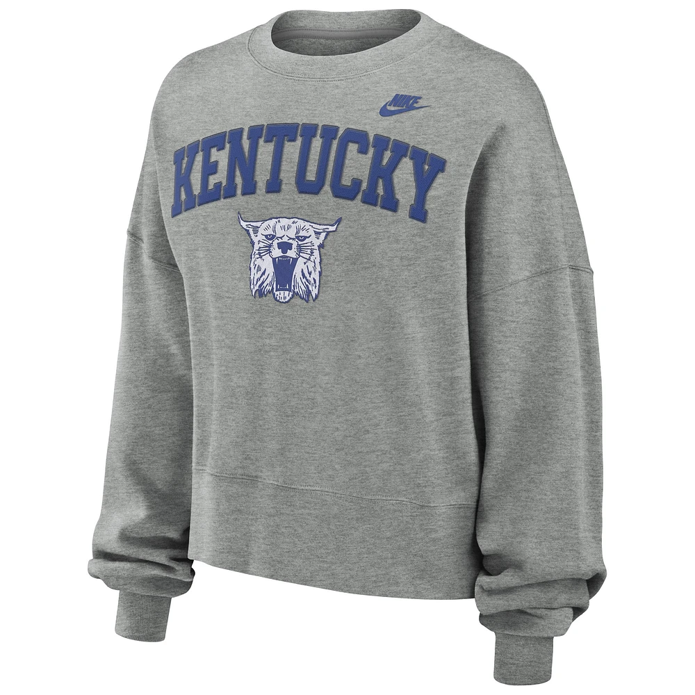 Sweat-shirt classique surdimensionné Nike gris chiné Kentucky Wildcats pour femme