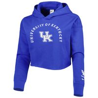 Women's Nike Royal Kentucky Wildcats 2-Hit Cropped Pullover Hoodie