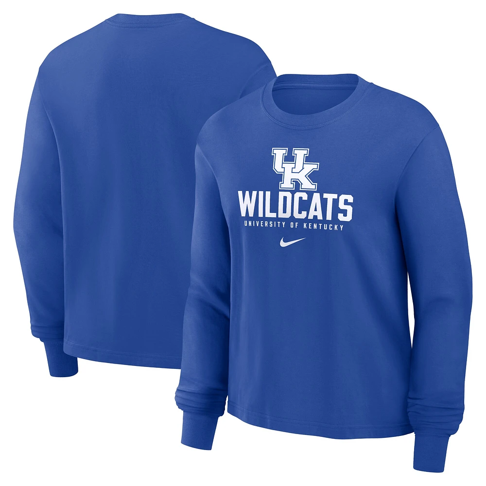 T-shirt Nike Royal Kentucky Wildcats Primetime University Boxy à manches longues pour femme