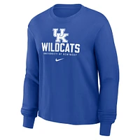 T-shirt Nike Royal Kentucky Wildcats Primetime University Boxy à manches longues pour femme