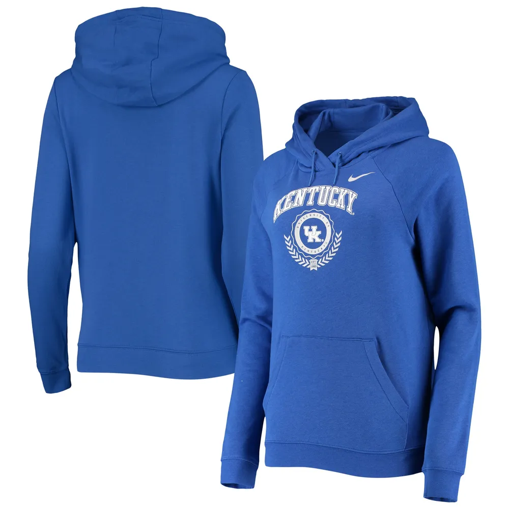 Women's Nike Royal Kentucky Wildcats Varsity Fleece Tri-Blend Raglan Pullover Hoodie