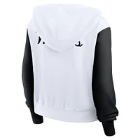 Sweat à capuche Nike blanc Kentucky Wildcats Cropped Beyond Capability pour femme, entièrement zippé, avec inscription et blocs de couleurs