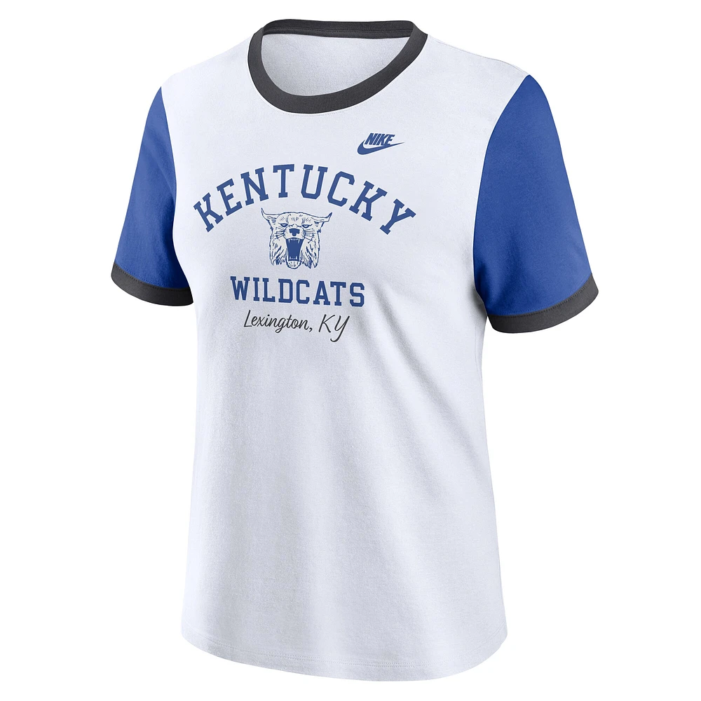 T-shirt Nike blanc Kentucky Wildcats Legacy Fundamental Expression Tri-Blend pour femme