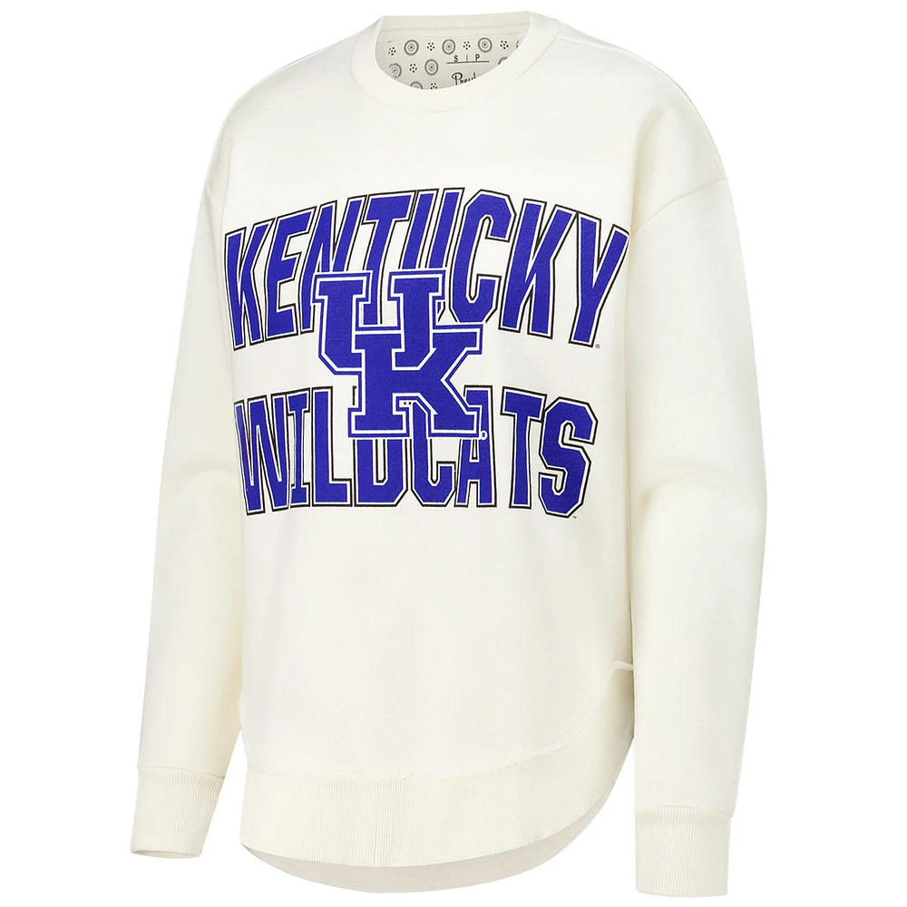 Sweat-shirt en polaire Pressbox crème Kentucky Wildcats Poncho Crew pour femmes