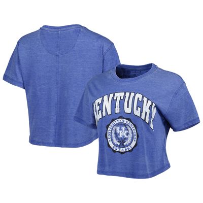 Women's Pressbox Royal Kentucky Wildcats Edith Vintage Burnout Crop T-Shirt