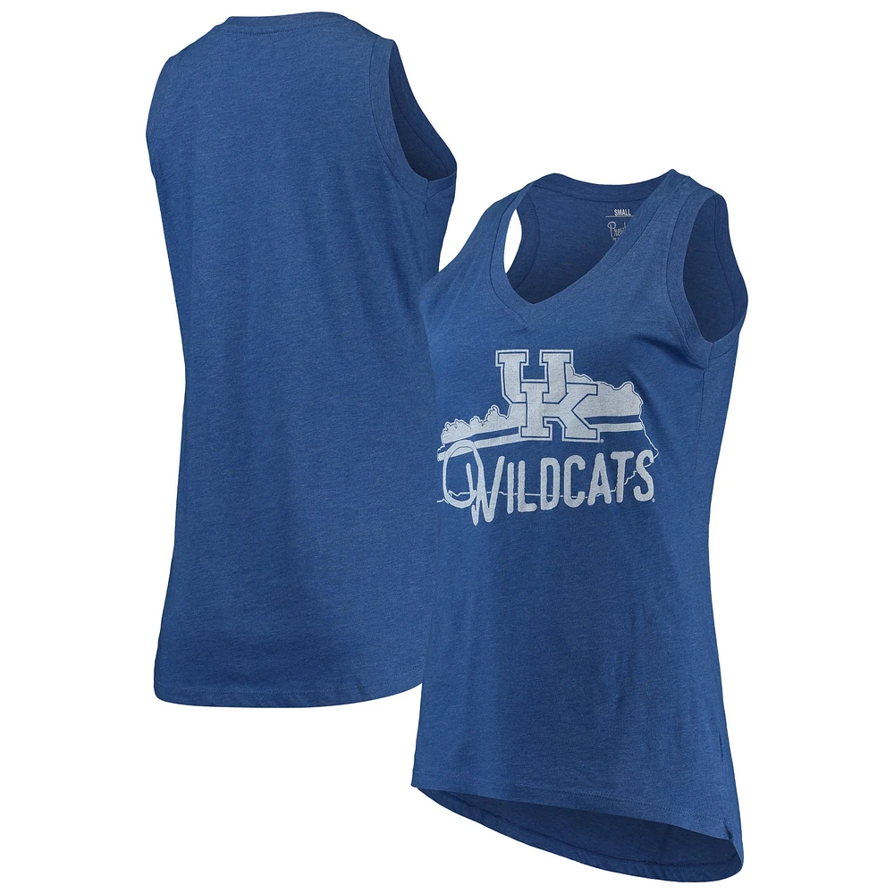 Women's Pressbox Royal Kentucky Wildcats Ferris Melange V-Neck Tank Top