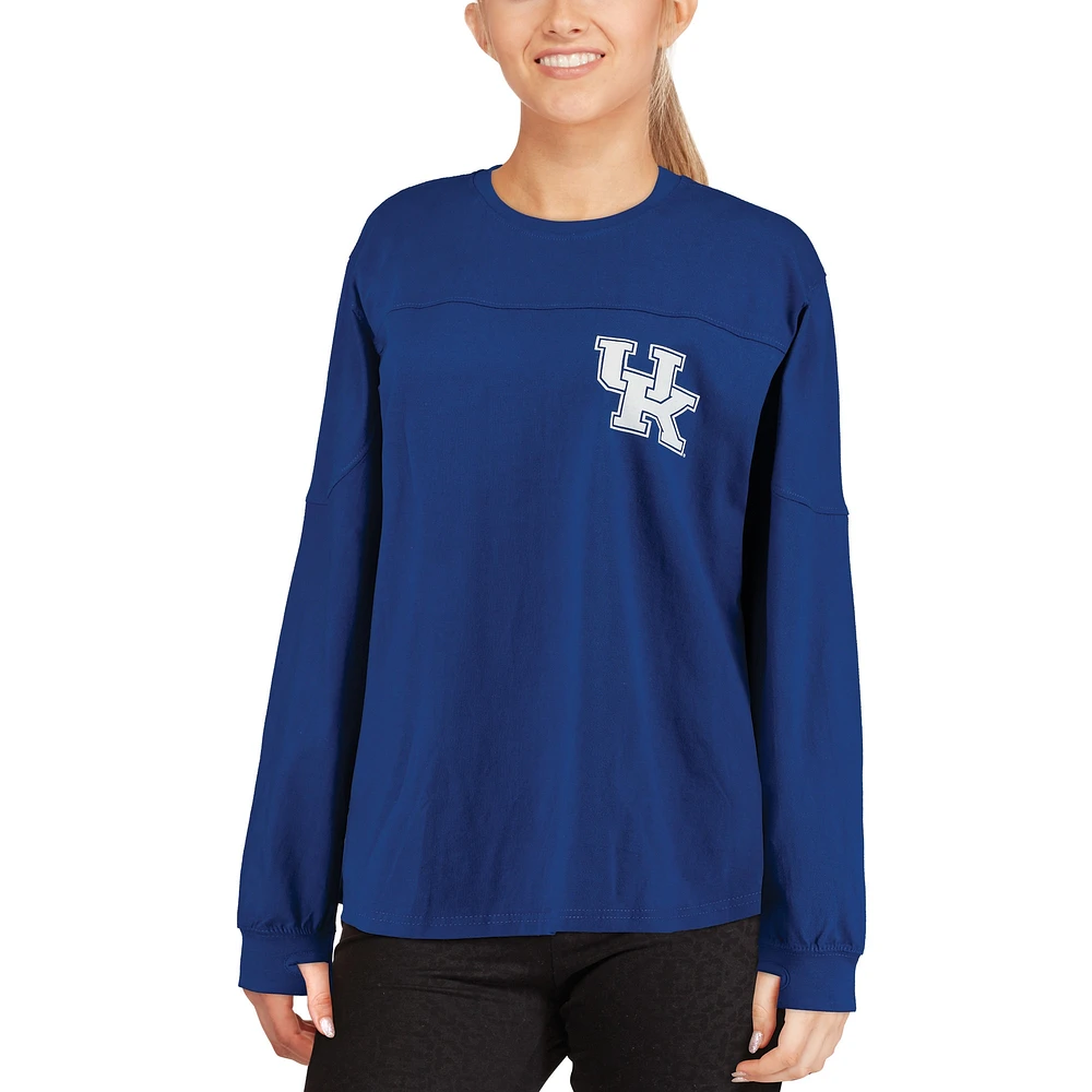 Women's Pressbox Royal Kentucky Wildcats Team Logo The Big Shirt Oversized Long Sleeve