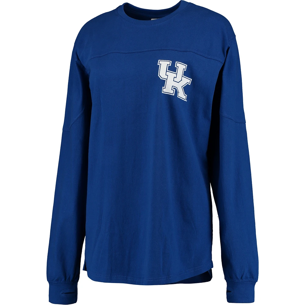 Women's Pressbox Royal Kentucky Wildcats Team Logo The Big Shirt Oversized Long Sleeve