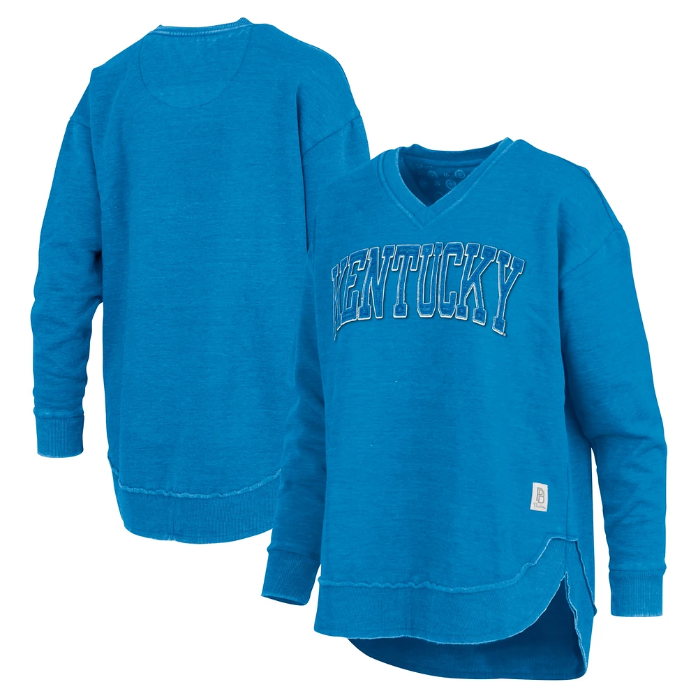 Sweat-shirt à col en V Westin Poncho Pressbox Royal Kentucky Wildcats pour femme