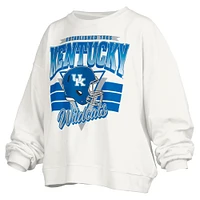 Women's Pressbox White Kentucky Wildcats Janice Retro Logo Oversized Pullover Sweatshirt