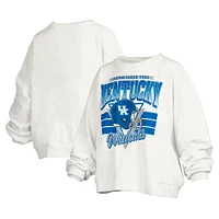 Women's Pressbox White Kentucky Wildcats Janice Retro Logo Oversized Pullover Sweatshirt