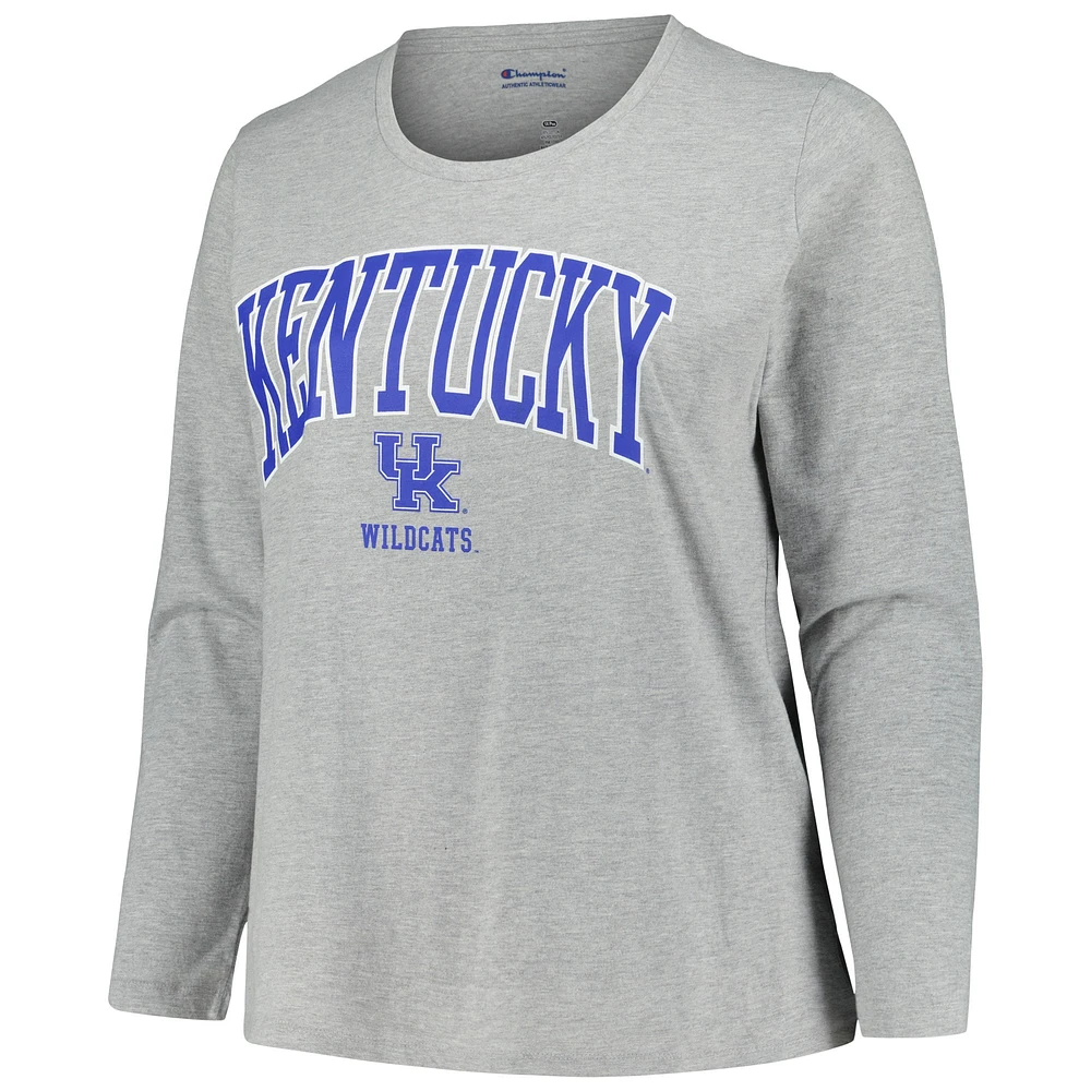 Women's Profile Heather Gray Kentucky Wildcats Plus Arch Over Logo Scoop Neck Long Sleeve T-Shirt