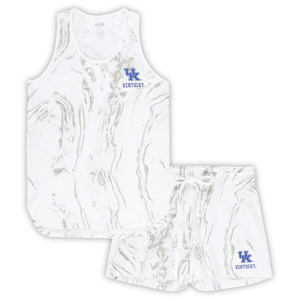 Ensemble débardeur et short en marbre taille plus Profile White Kentucky Wildcats pour femmes