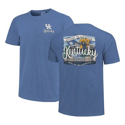Women's Royal Kentucky Wildcats Comfort Colors Campus Scene Drawing Script T-Shirt