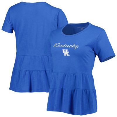 Women's Royal Kentucky Wildcats Willow Ruffle-Bottom T-Shirt