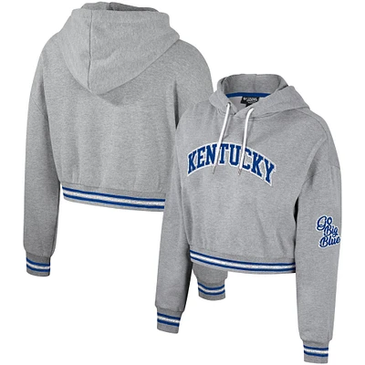 Women's The Wild Collective Heather Gray Kentucky Wildcats Cropped Shimmer Pullover Hoodie