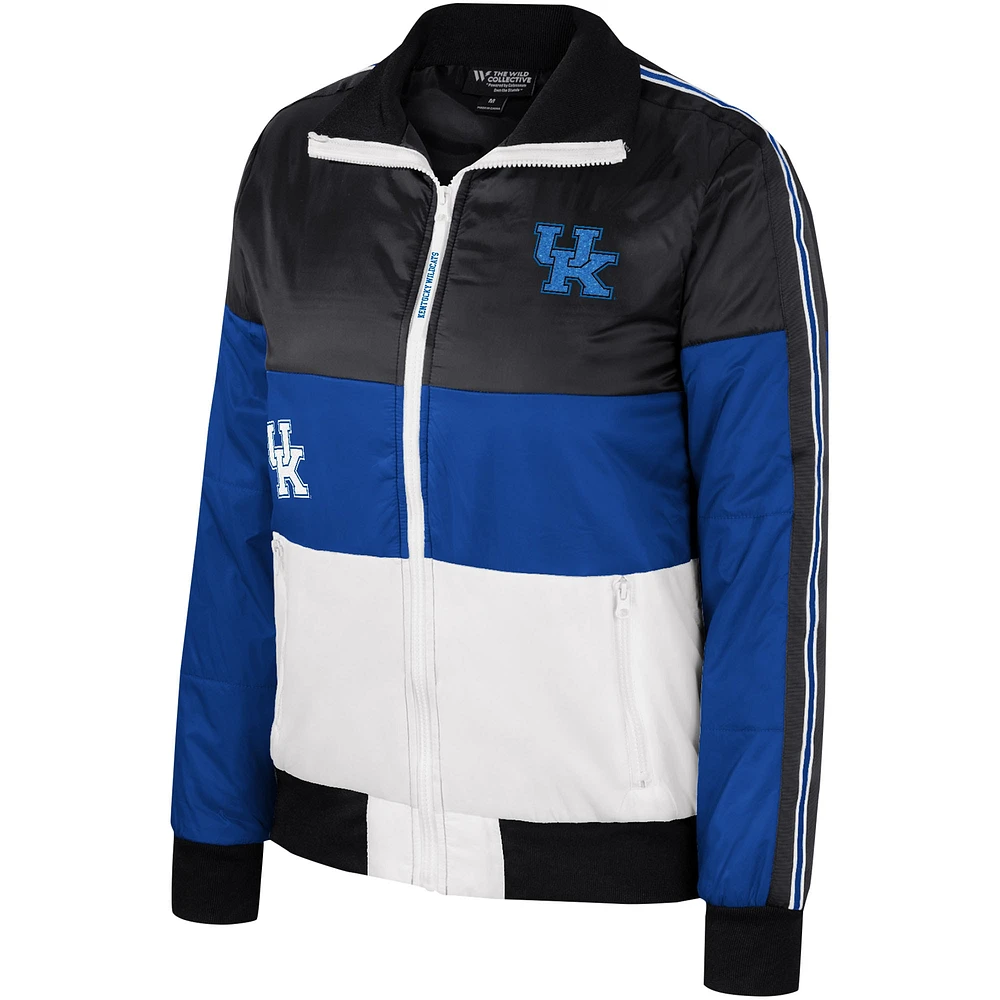 Women's The Wild Collective  Royal Kentucky Wildcats Color-Block Puffer Full-Zip Jacket