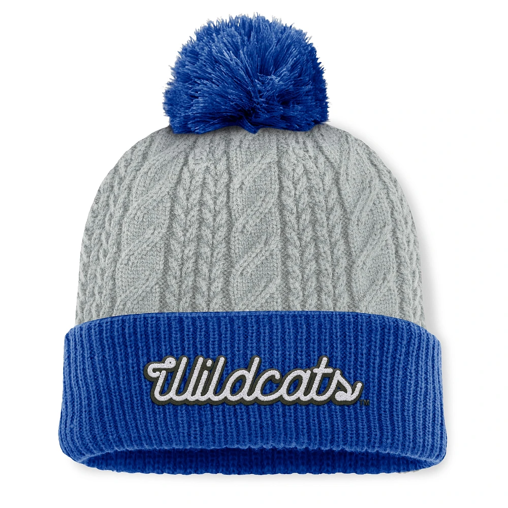 Women's Top of the World Gray/Royal Kentucky Wildcats Becca Cuffed Knit Hat with Pom