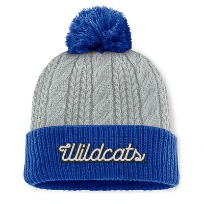 Bonnet en tricot à revers avec pompon Becca pour femme Top of the World, gris/bleu royal, Kentucky Wildcats