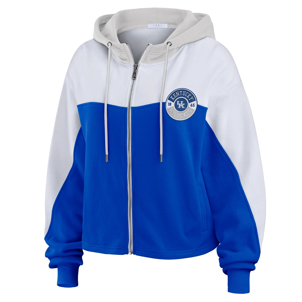 Women's WEAR by Erin Andrews Royal Kentucky Wildcats Color-Block Full-Zip Hoodie