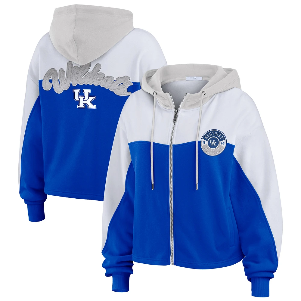 Sweat à capuche zippé blocs de couleurs Royal Kentucky Wildcats pour femme WEAR by Erin Andrews