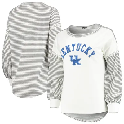 Kentucky Wildcats Women's Line It Up Striped Bubble Long Sleeve T-Shirt - White