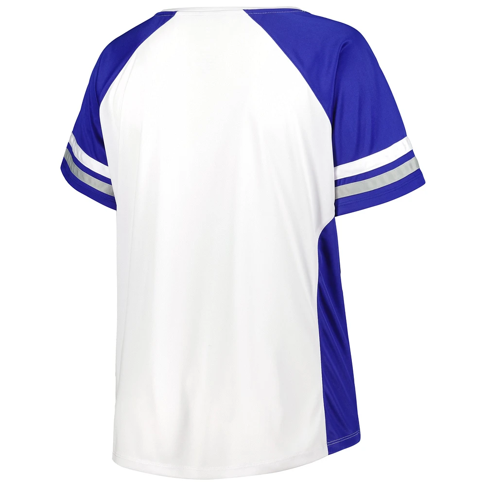 Women's White Kentucky Wildcats Plus Stripe Raglan Notch Neck T-Shirt
