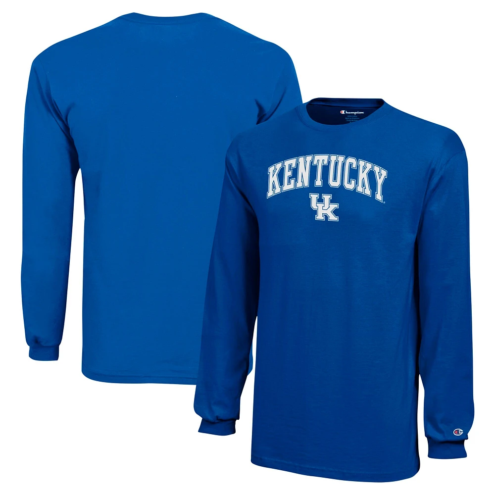Champion de la jeunesse Royal Kentucky Wildcats Arch Over Logo T-shirt à manches longues