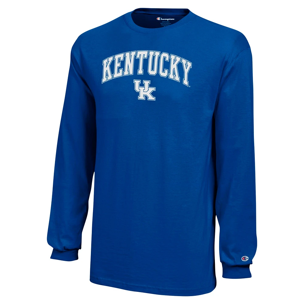 Champion de la jeunesse Royal Kentucky Wildcats Arch Over Logo T-shirt à manches longues