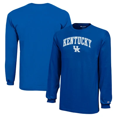 Champion de la jeunesse Royal Kentucky Wildcats Arch Over Logo T-shirt à manches longues