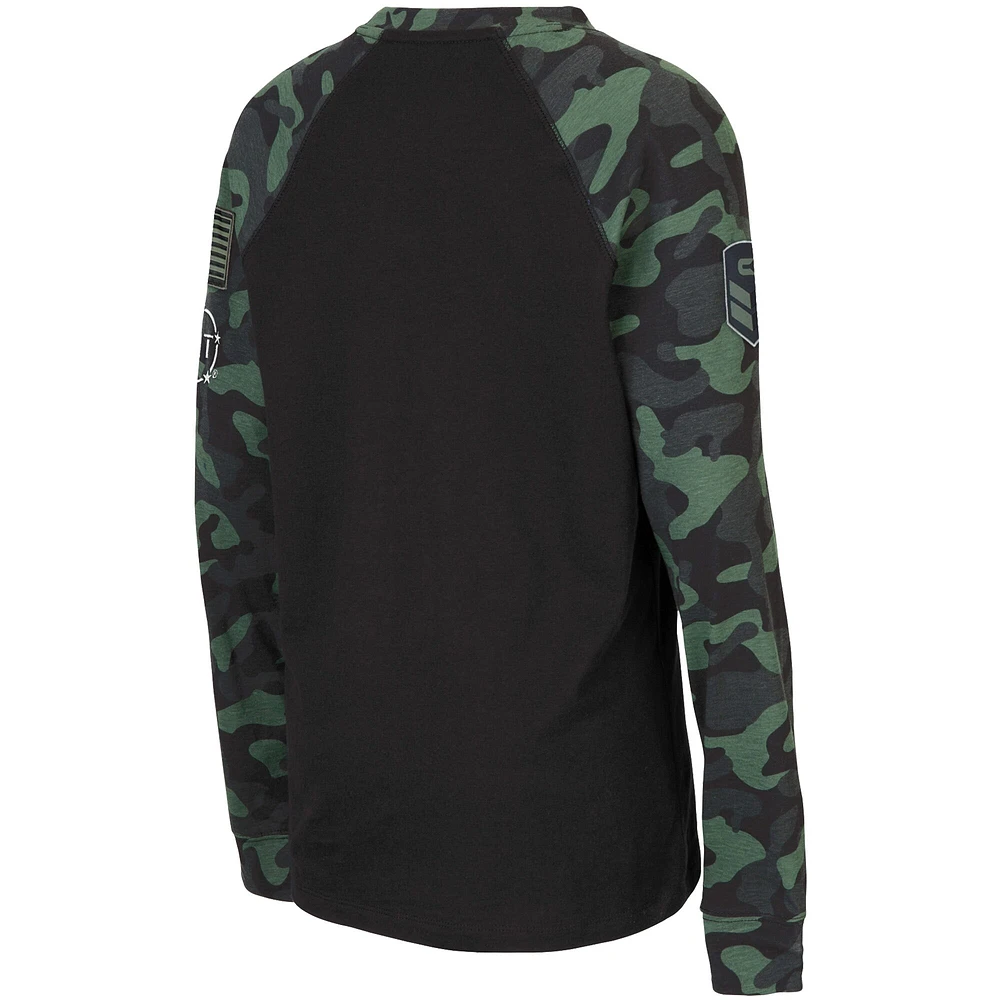 Youth Colosseum Black/Camo Kentucky Wildcats OHT Military Appreciation Raglan Long Sleeve T-Shirt