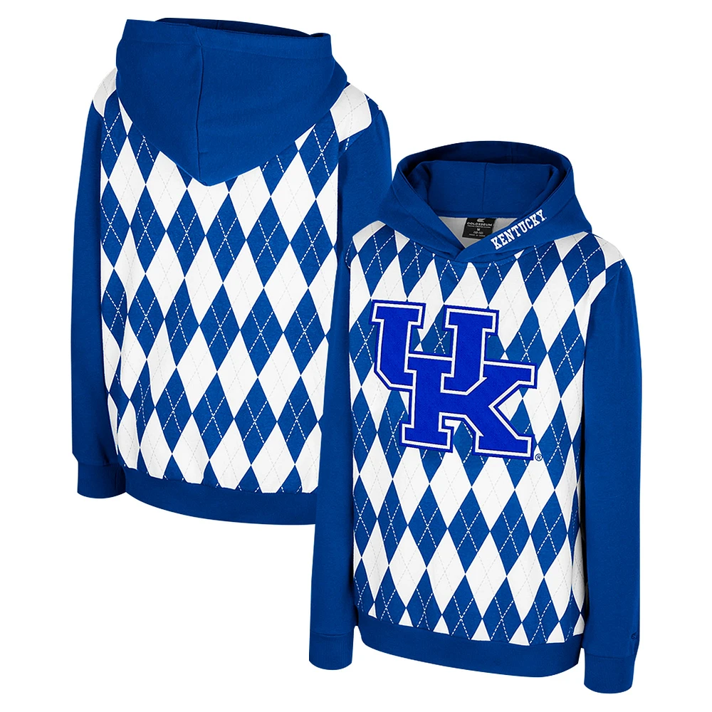 Sweat à capuche enfiler Dealio Argyle Royal Kentucky Wildcats Youth Colosseum