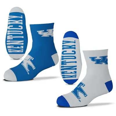 Kentucky Wildcats For Bare Feet Youth Two-Pack Quarter-Length Team Socks