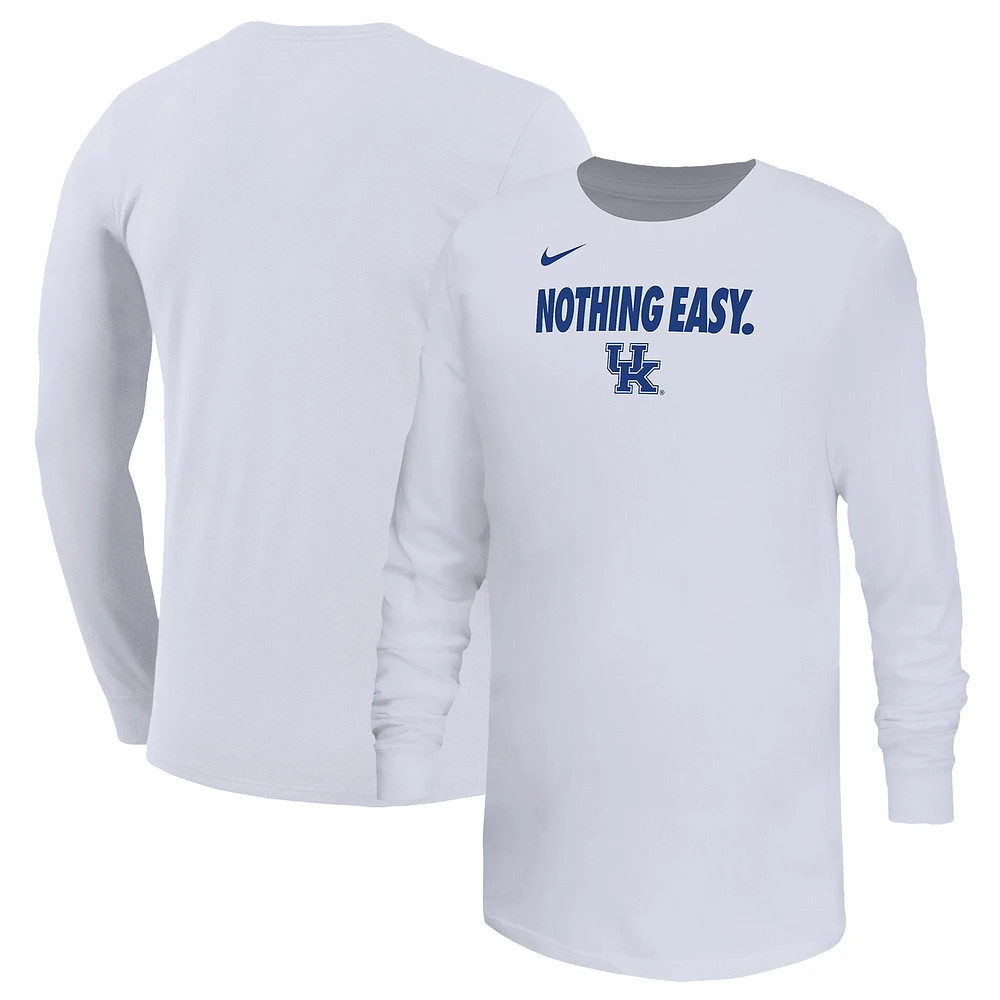 Youth Nike White Kentucky Wildcats 2025 On-Court Bench Long Sleeve T-Shirt