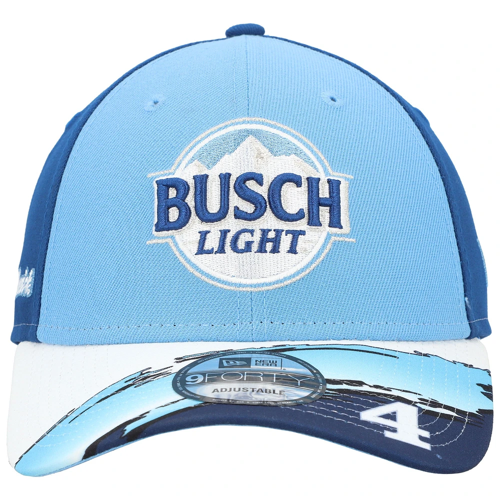 Men's New Era Light Blue/Blue Kevin Harvick 9FORTY Busch Light Visor Streak Snapback Adjustable Hat