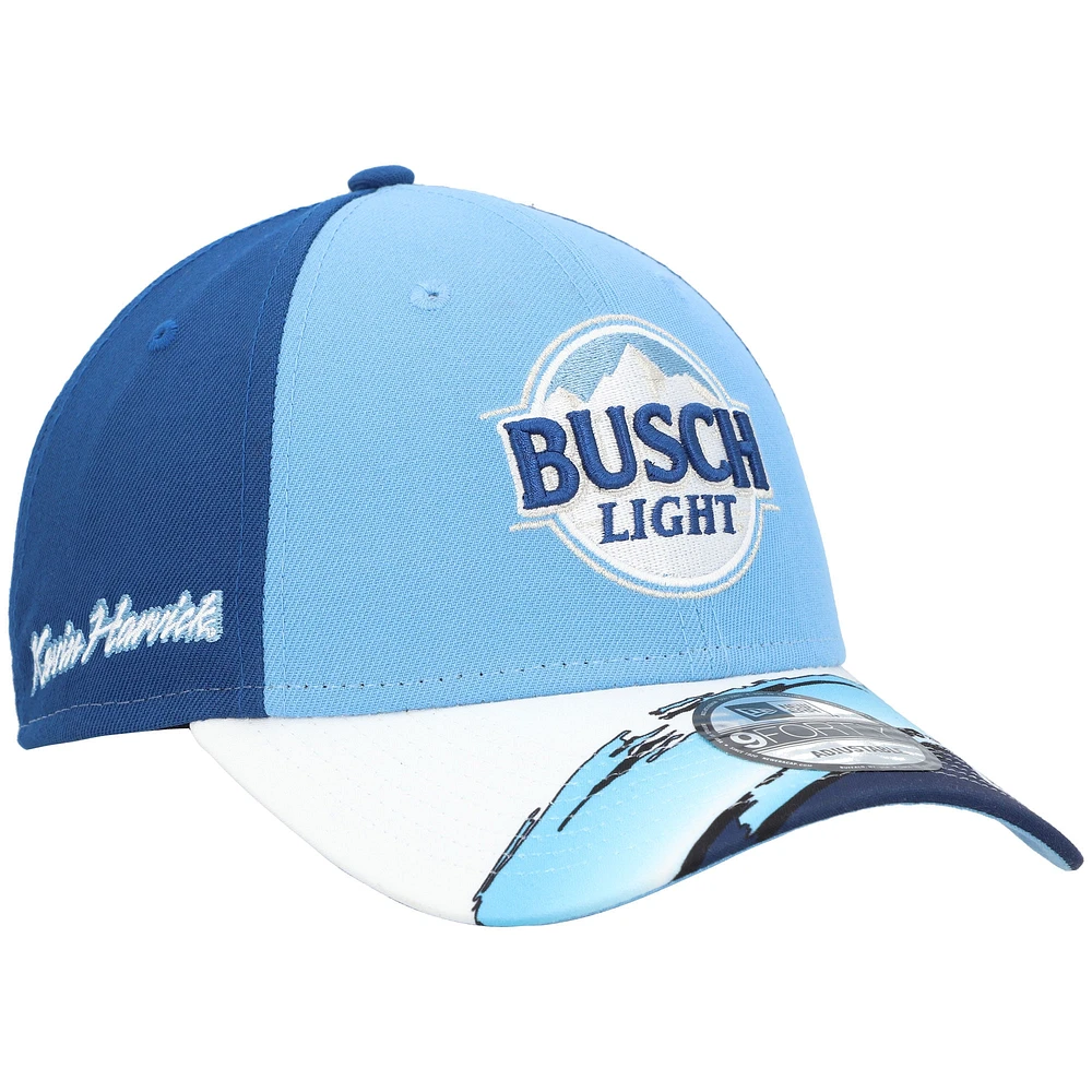 Men's New Era Light Blue/Blue Kevin Harvick 9FORTY Busch Light Visor Streak Snapback Adjustable Hat