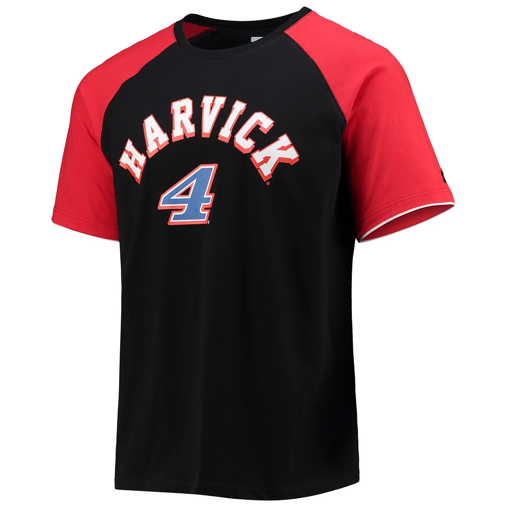 Men's Starter Black/Red Kevin Harvick The Catcher Raglan T-Shirt