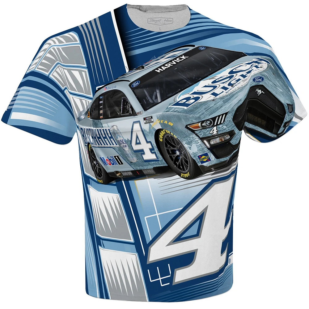 Men's Stewart-Haas Racing Team Collection White Kevin Harvick Busch Light Sublimated Dynamic Total Print T-Shirt