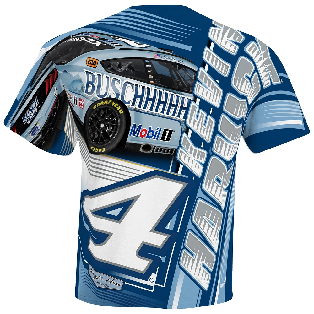 Men's Stewart-Haas Racing Team Collection White Kevin Harvick Busch Light Sublimated Dynamic Total Print T-Shirt