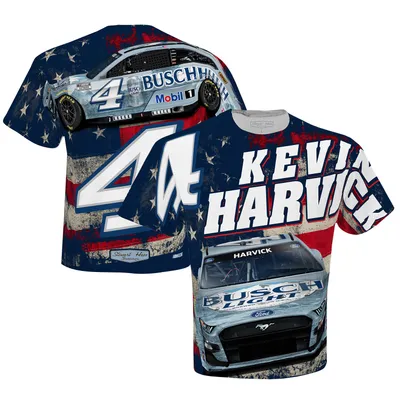 Kevin Harvick Stewart-Haas Racing Team Collection Busch Light Sublimated Patriotic Total Print T-Shirt - White