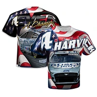 T-shirt patriotique sublimé Kevin Harvick blanc de la collection Stewart-Haas Racing Team pour hommes