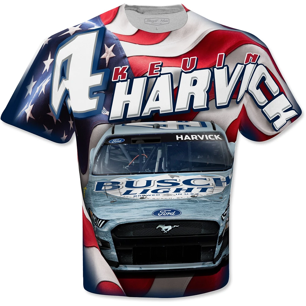 T-shirt patriotique sublimé Kevin Harvick blanc de la collection Stewart-Haas Racing Team pour hommes