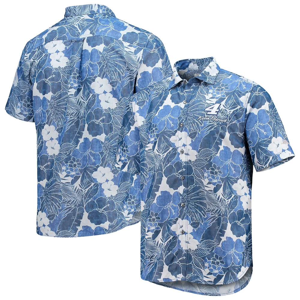 Chemise boutonnée Tommy Bahama Blue Kevin Harvick Coconut Point Playa Flora Camp pour homme