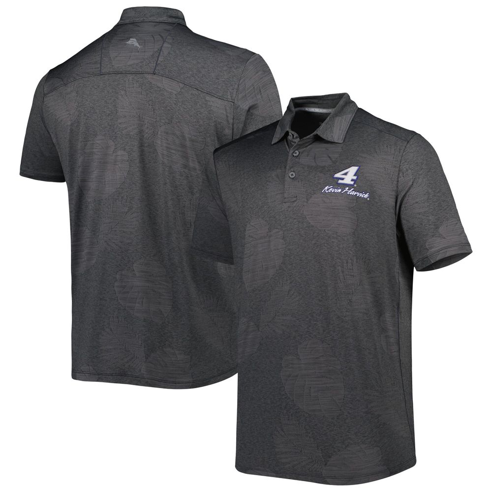 Men's Tommy Bahama Charcoal Kevin Harvick Palm Coast Delray Frond IslandZone Polo