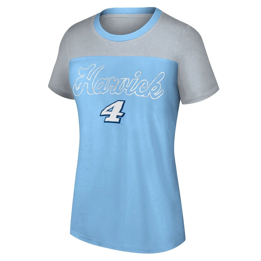 Women's G-III 4Her by Carl Banks Light Blue Kevin Harvick Cheer Color Blocked T-Shirt