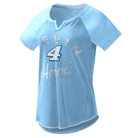 T-shirt à encolure en V tri-mélange cranté Kevin Harvick G-III 4Her by Carl Banks pour femme, bleu clair