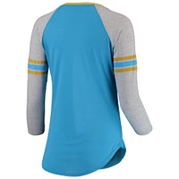 Women's G-III 4Her by Carl Banks Light Blue Kevin Harvick On The Field 3/4-Sleeve Raglan T-Shirt