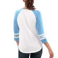 Women's G-III 4Her by Carl Banks White/Light Blue Kevin Harvick Top Team V-Neck 3/4 Sleeve T-Shirt