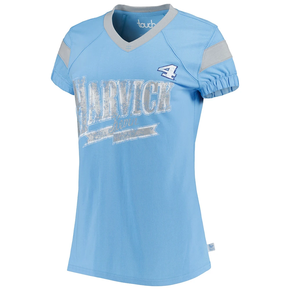 T-shirt à encolure en V d'avant-match Kevin Harvick Touch bleu clair pour femme