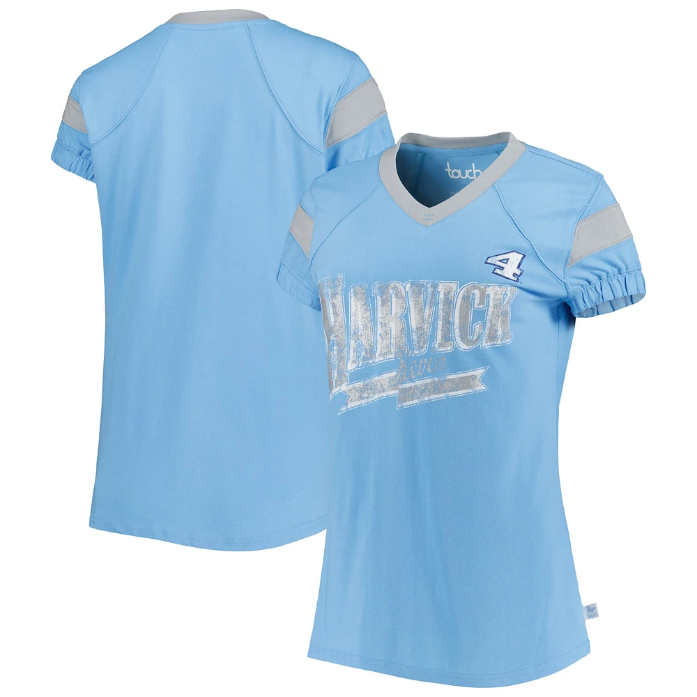 T-shirt à encolure en V d'avant-match Kevin Harvick Touch bleu clair pour femme